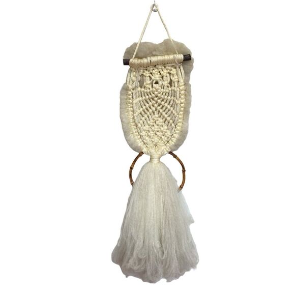 Large Macrame Owl Hanging Vintage Retro 70s Handmade Mid-Century Modern MCM - Picture 6 of 14